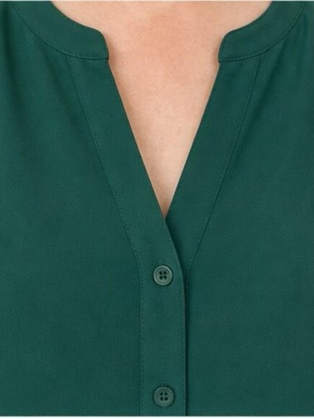 Classic Emerald Green Women's Button-Front Blouse - Picture 4 of 6